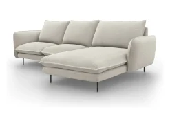 Cosmopolitan Design - Sofá de canto direito "Vienna" 5 lugares em tecido estrutural bege claro - 255x170x95cm