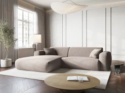 Cosmopolitan Design - Sofá de canto esquerdo "Nolio" 4 lugares em tecido chenille bege - 235x170x72cm