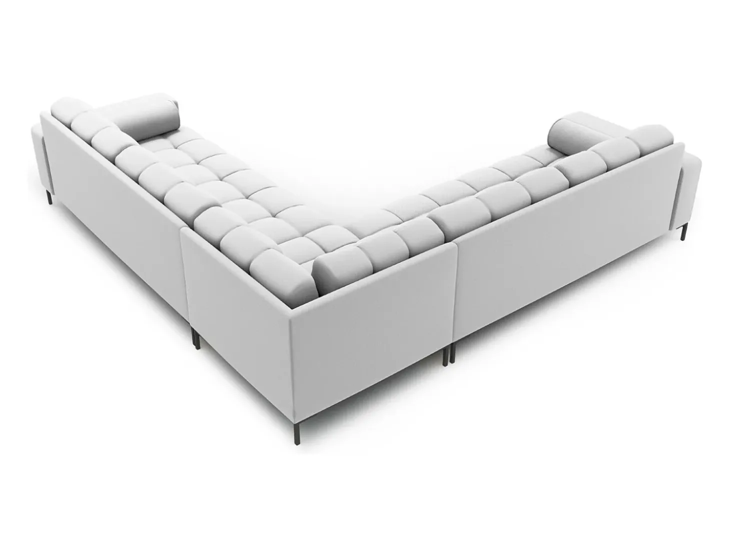 Cosmopolitan Design - Sofá de canto simétrico "Bali" 6 lugares em tecido estrutural cinza claro - 256x256x75cm