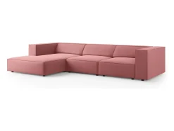 Cosmopolitan Design - Sofá de canto esquerdo "Arendal" 4 lugares em veludo salmão - 284x166x70cm