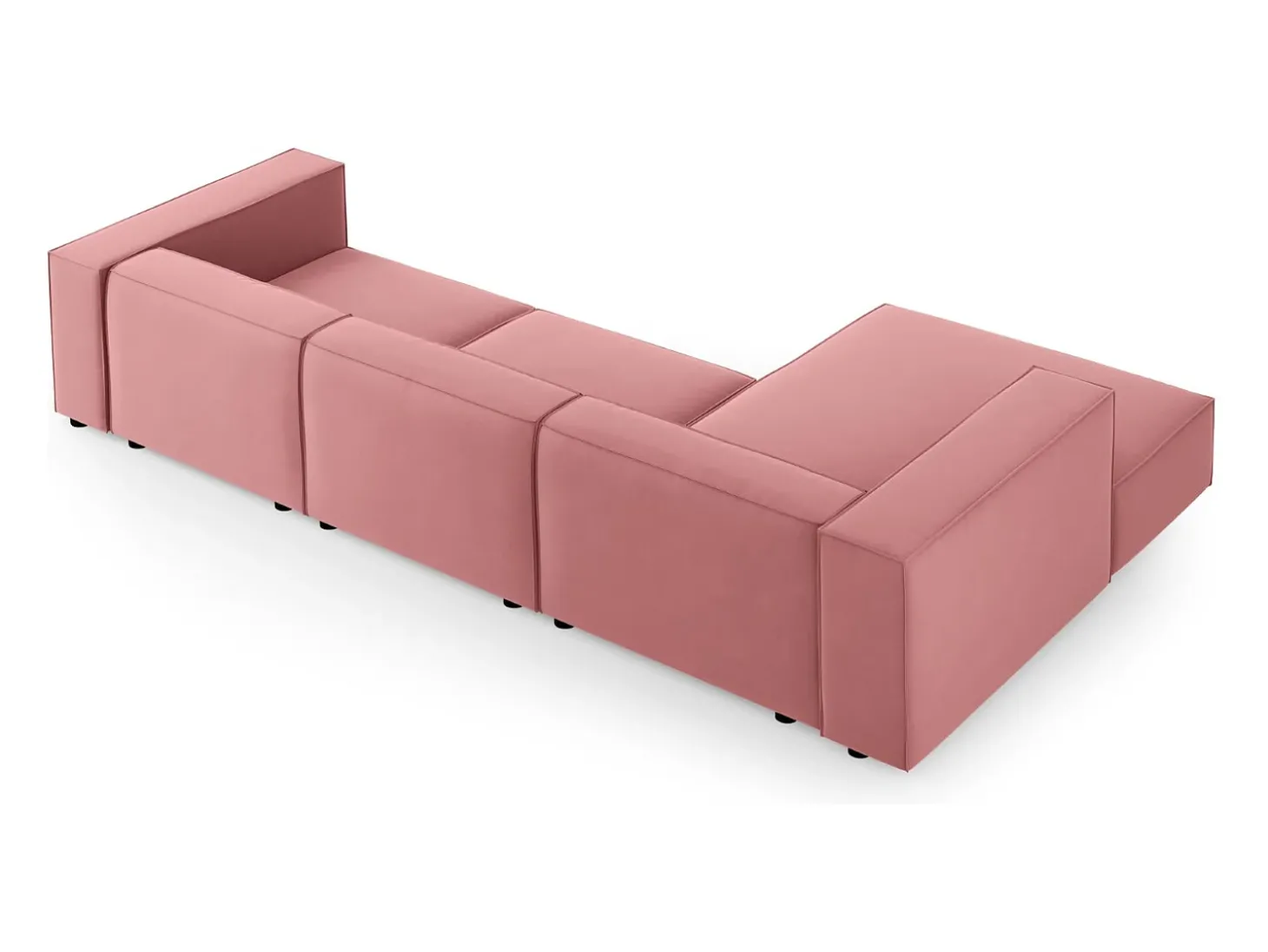 Cosmopolitan Design - Sofá de canto esquerdo "Arendal" 4 lugares em veludo salmão - 284x166x70cm