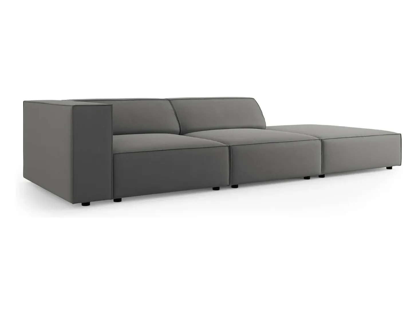 Cosmopolitan Design - Sofá direito "Arendal" 4 lugares em veludo cimento - 262x102x70cm