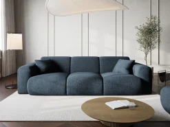 Cosmopolitan Design - Sofá "Nolio" 3 lugares em tecido chenille azul real - 235x95x72cm