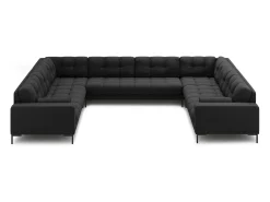Cosmopolitan Design - Sofá panorâmico "Bali" 9 lugares em tecido estrutural cinza escuro - 327x256x75cm