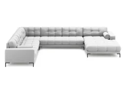 Cosmopolitan Design - Sofá de canto panorâmico à esquerda "Bali" 7 lugares em tecido estrutural cinza claro - 327x256x75cm