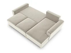 Cosmopolitan Design - Sofá convertível de canto direito com caixa de arrumação "Kyoto" 4 lugares em veludo bege claro - 241x145x88cm