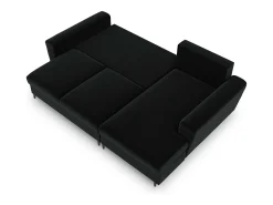 Cosmopolitan Design - Sofá convertível de canto direito com caixa de arrumação "Kyoto" 4 lugares em veludo preto - 241x145x88cm