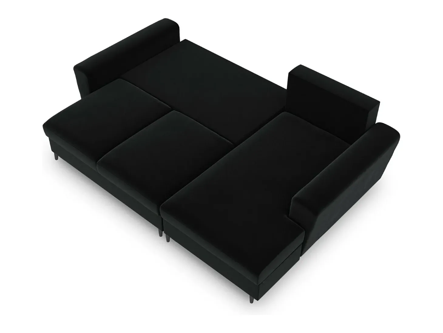 Cosmopolitan Design - Sofá convertível de canto direito com caixa de arrumação "Kyoto" 4 lugares em veludo preto - 241x145x88cm