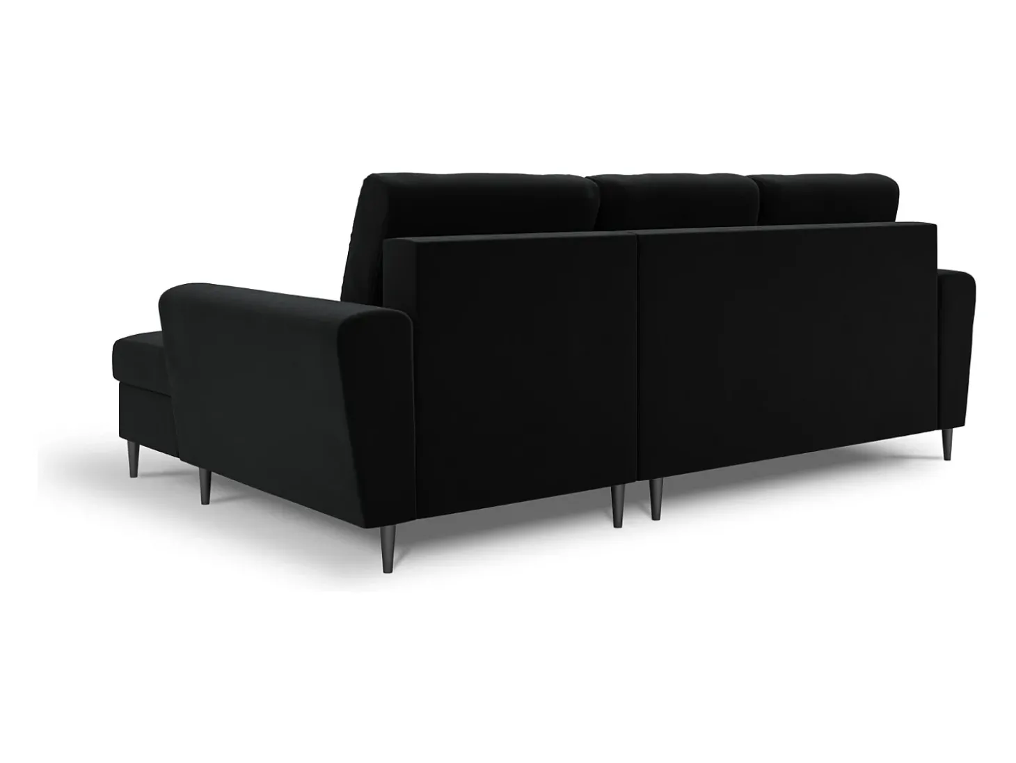 Cosmopolitan Design - Sofá convertível de canto direito com caixa de arrumação "Kyoto" 4 lugares em veludo preto - 241x145x88cm