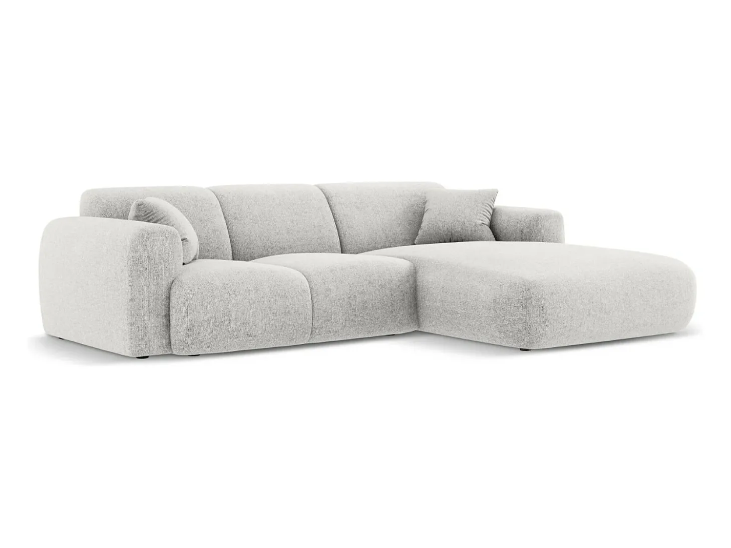 Cosmopolitan Design - Sofá de canto direito "Nolio" 4 lugares em tecido chenille cinza claro - 260x170x72cm