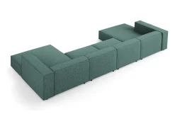 Cosmopolitan Design - Sofá panorâmico "Arendal" 6 lugares em tecido chenille petróleo - 364x166x70cm