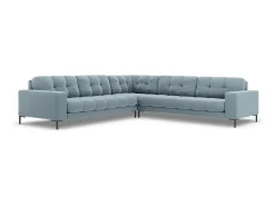 Cosmopolitan Design - Sofá de canto simétrico "Bali" 6 lugares em veludo azul claro - 256x256x75cm