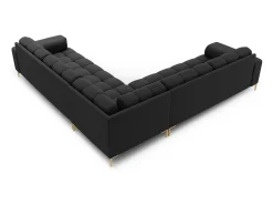 Cosmopolitan Design - Sofá de canto simétrico "Bali" 6 lugares em tecido estrutural cinza escuro - 256x256x75cm