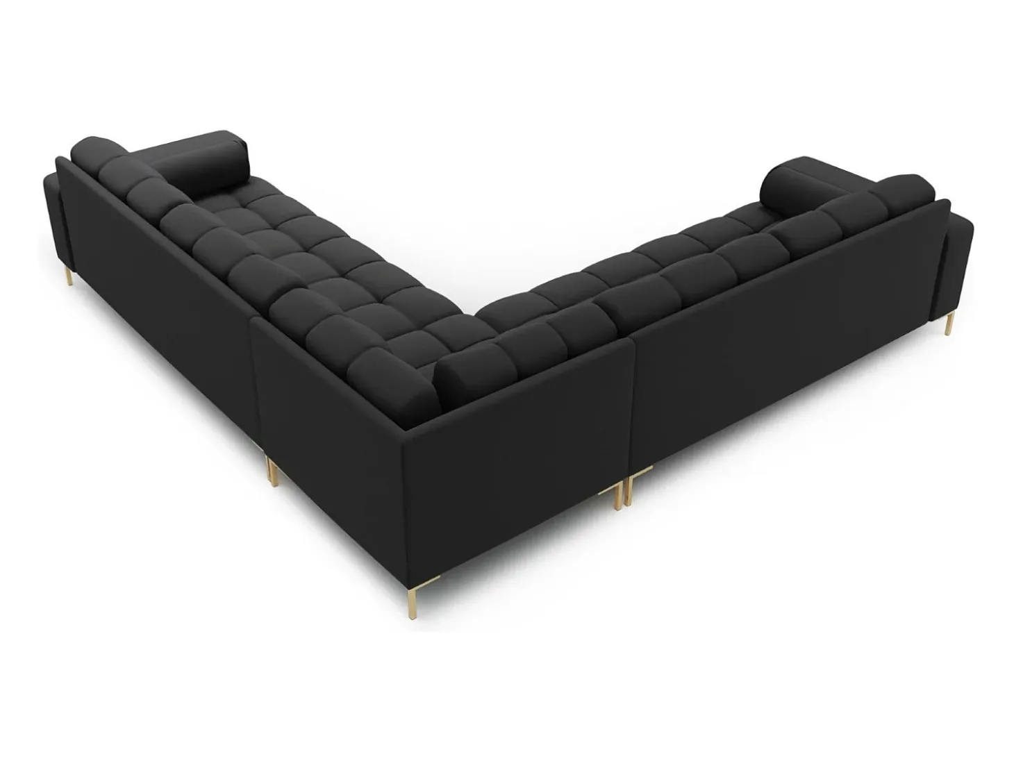Cosmopolitan Design - Sofá de canto simétrico "Bali" 6 lugares em tecido estrutural cinza escuro - 256x256x75cm