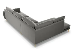 Cosmopolitan Design - Sofá de canto esquerdo "Vienna" 6 lugares em veludo cinza claro - 275x185x95cm