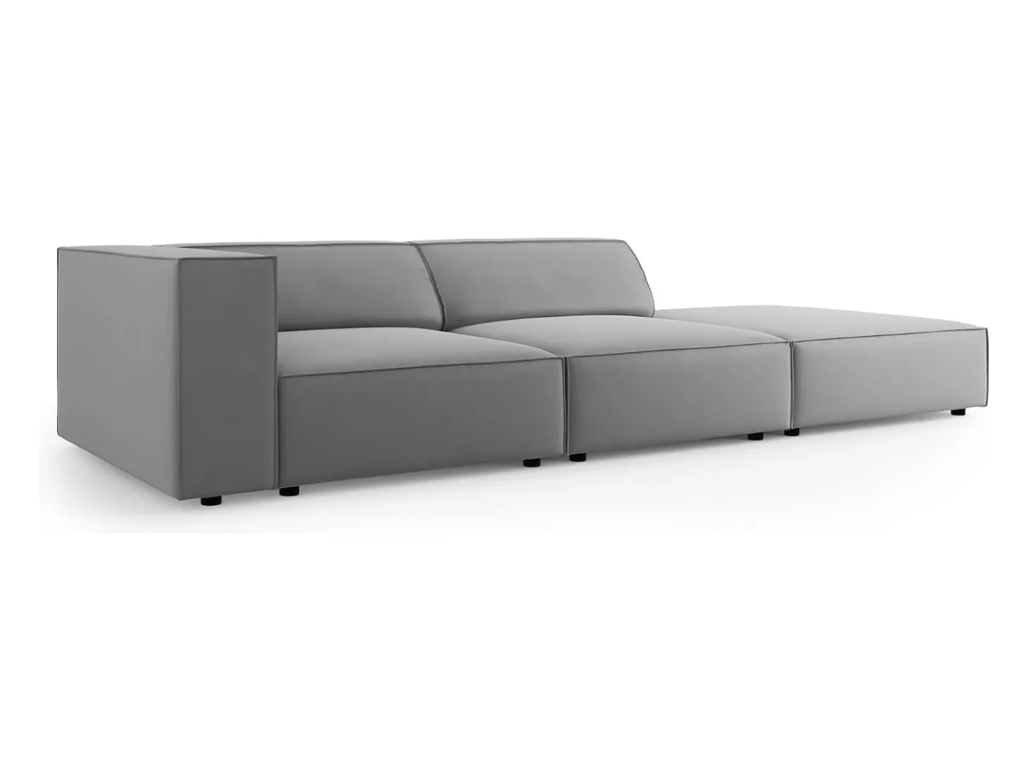 Cosmopolitan Design - Sofá direito "Arendal" 4 lugares em veludo cinza claro - 262x102x70cm