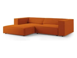 Cosmopolitan Design - Sofá de canto esquerdo "Arendal" 3 lugares em veludo terracota - 224x166x70cm