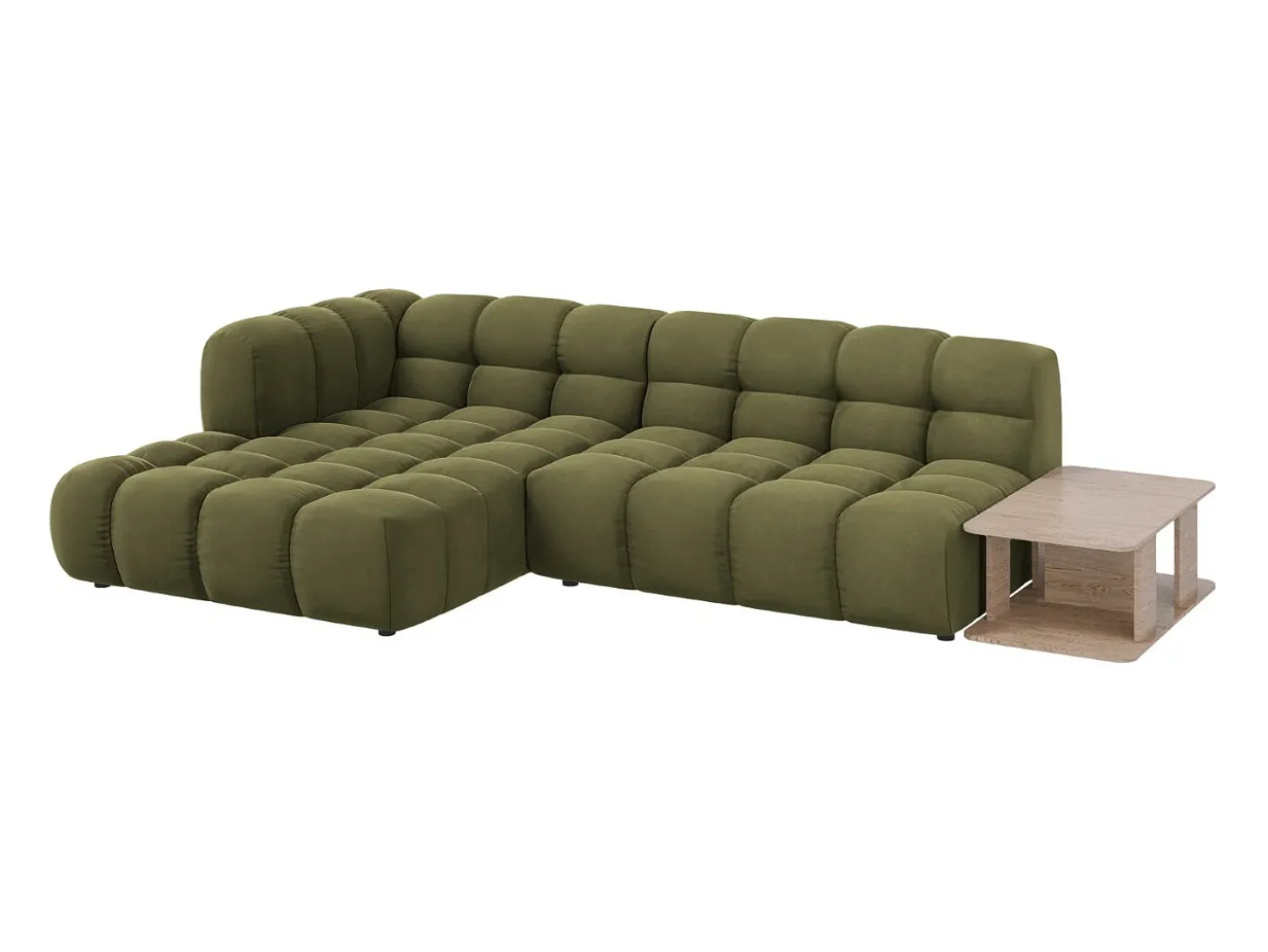 Cosmopolitan Design - Sofá modular de canto esquerdo "Sky" 4 lugares em veludo verde claro - 297x162x75cm