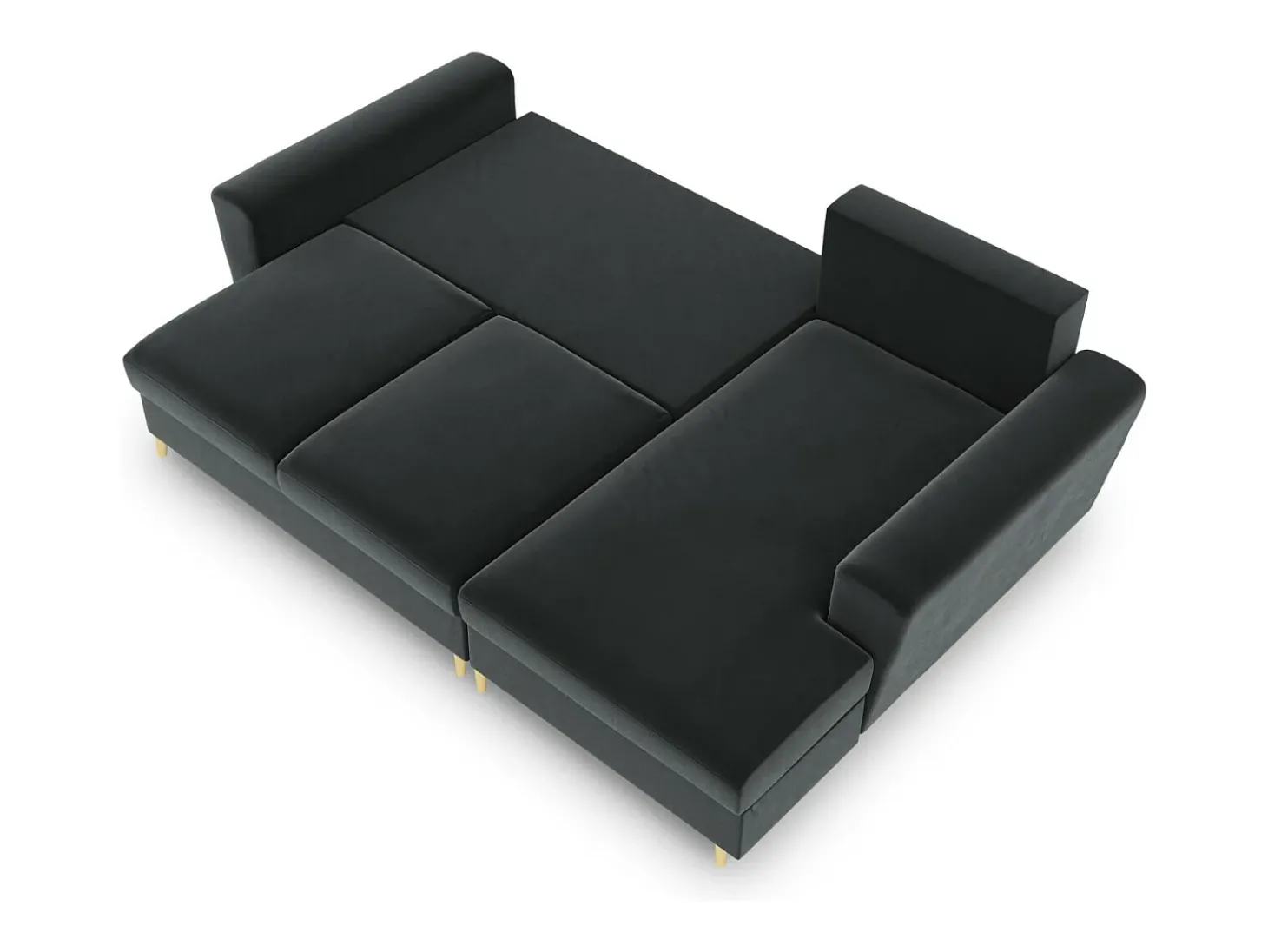 Cosmopolitan Design - Sofá convertível de canto direito com caixa de arrumação "Kyoto" 4 lugares em veludo cinza escuro - 241x145x88cm