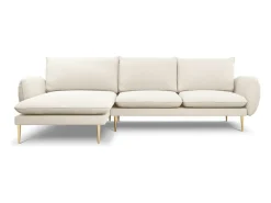 Cosmopolitan Design - Sofá de canto esquerdo "Vienna" 5 lugares em tecido bouclé bege - 255x170x95cm