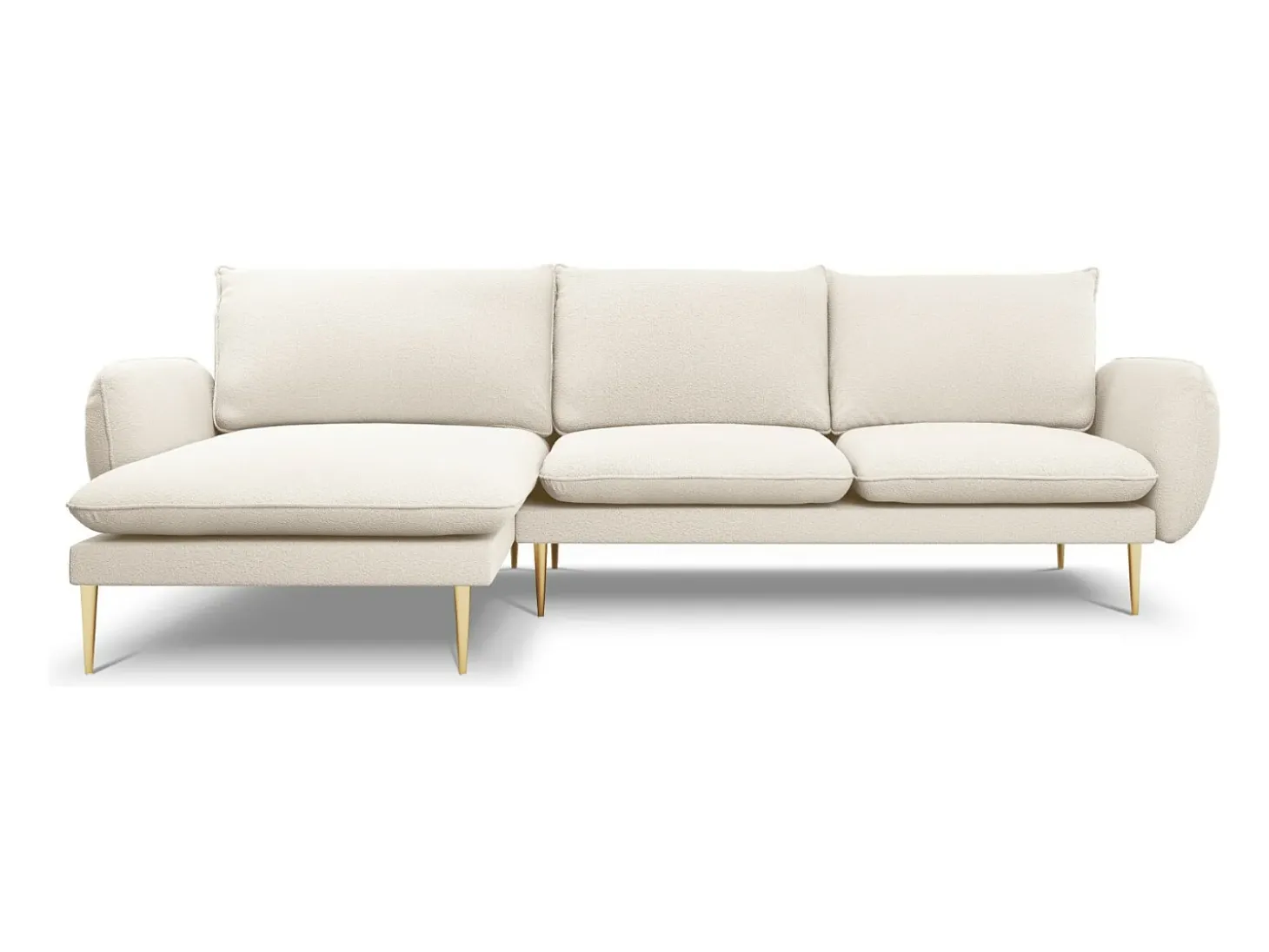 Cosmopolitan Design - Sofá de canto esquerdo "Vienna" 5 lugares em tecido bouclé bege - 255x170x95cm