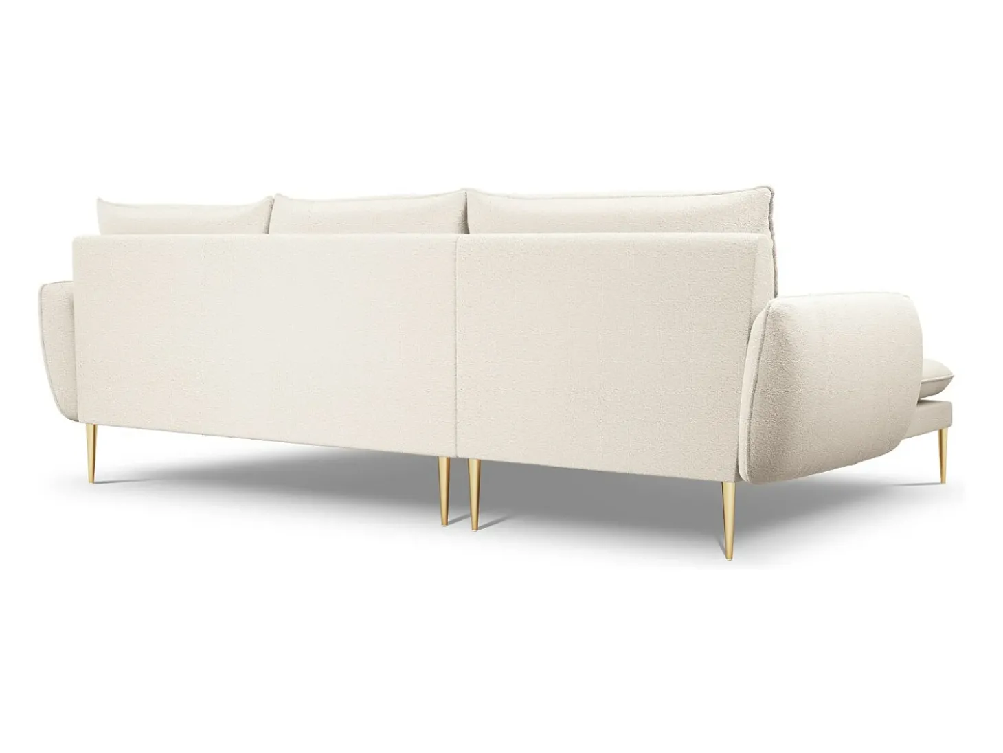 Cosmopolitan Design - Sofá de canto esquerdo "Vienna" 5 lugares em tecido bouclé bege - 255x170x95cm
