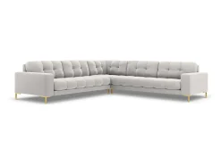 Cosmopolitan Design - Sofá de canto simétrico "Bali" 6 lugares em veludo prata - 256x256x75cm