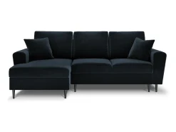 Cosmopolitan Design - Sofá convertível de canto esquerdo com caixa de arrumação "Kyoto" 4 lugares em veludo azul escuro - 241x145x88cm