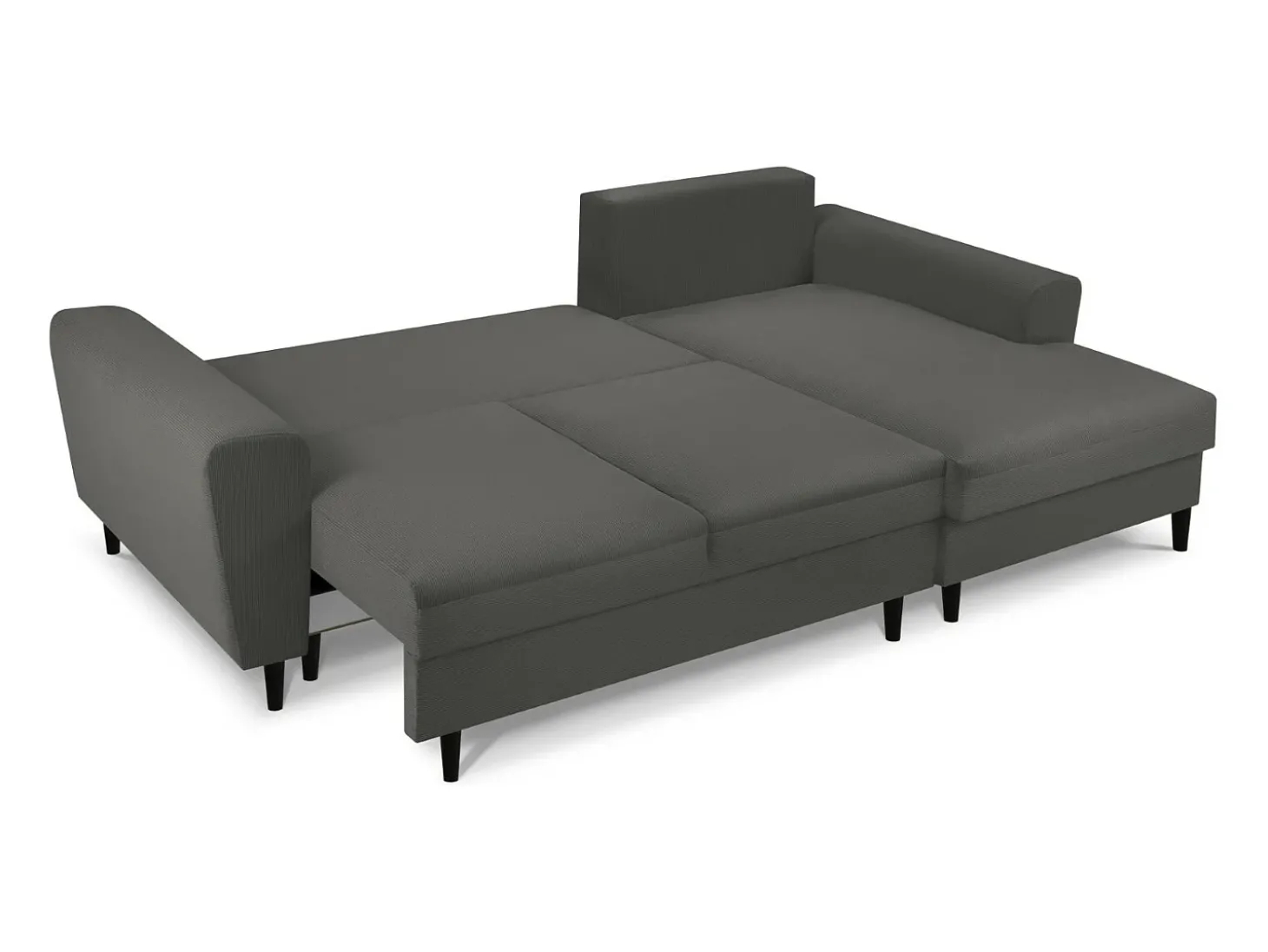 Cosmopolitan Design - Sofá convertível de canto direito com caixa de arrumação "Kyoto" 4 lugares em veludo cotelê cinza - 241x145x88cm