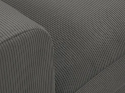 Cosmopolitan Design - Sofá convertível de canto direito com caixa de arrumação "Kyoto" 4 lugares em veludo cotelê cinza - 241x145x88cm