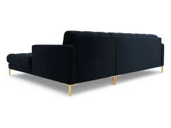 Cosmopolitan Design - Sofá de canto direito "Bali" 5 lugares em veludo azul escuro - 293x185x75cm
