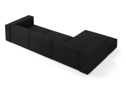 Cosmopolitan Design - Sofá de canto esquerdo "Arendal" 4 lugares em tecido chenille com efeito canelado preto - 284x166x70cm