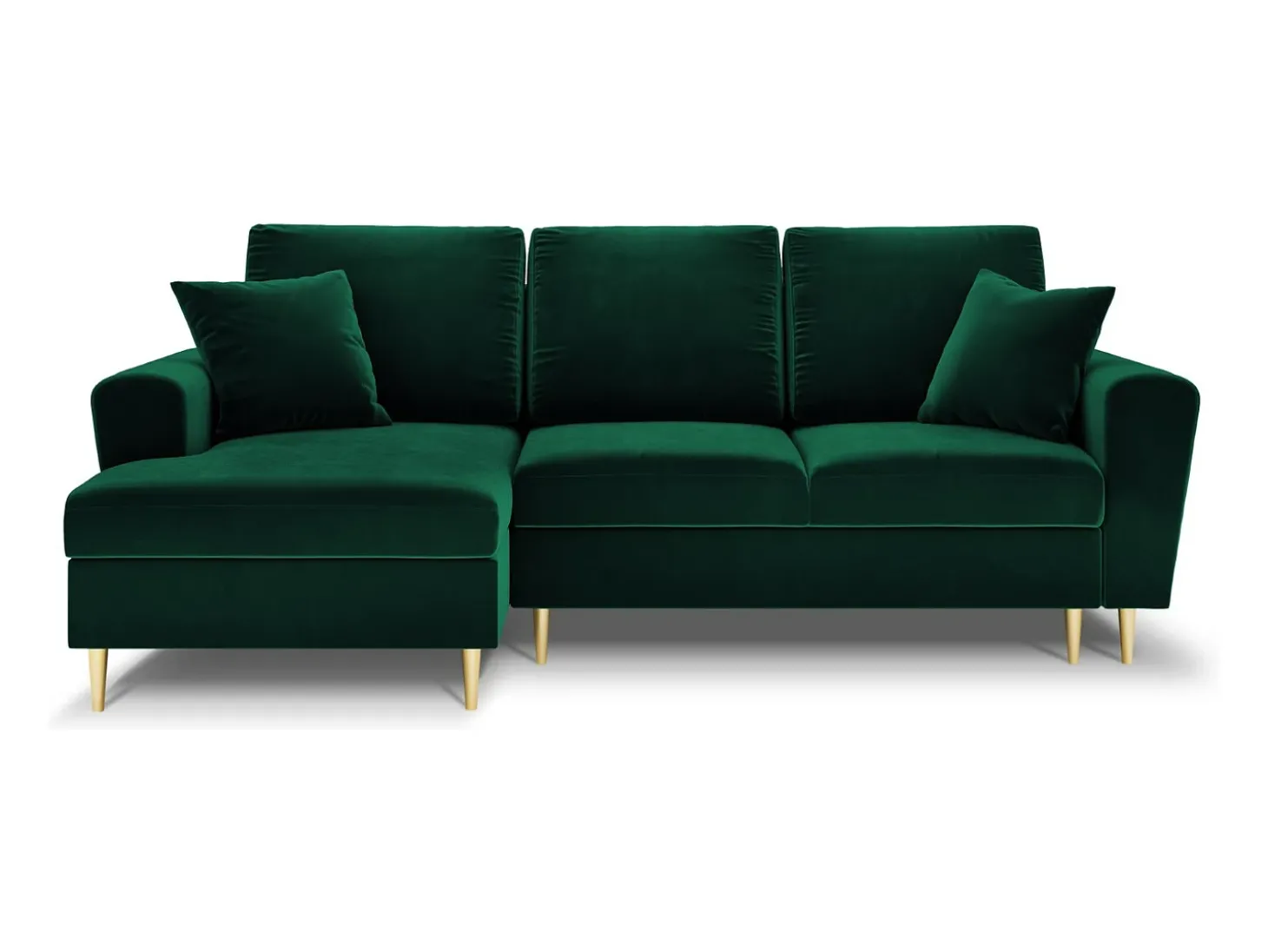 Cosmopolitan Design - Sofá convertível de canto esquerdo com caixa de arrumação "Kyoto" 4 lugares em veludo verde garrafa - 241x145x88cm