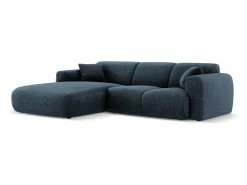 Cosmopolitan Design - Sofá de canto esquerdo "Nolio" 4 lugares em tecido chenille azul real - 260x170x72cm