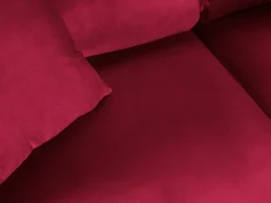 Cosmopolitan Design - Sofá convertível de canto direito com caixa de arrumação "Kyoto" 5 lugares em veludo vermelho - 243x194x88cm