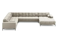 Cosmopolitan Design - Sofá de canto panorâmico à esquerda "Bali" 7 lugares em tecido estrutural bege - 327x256x75cm
