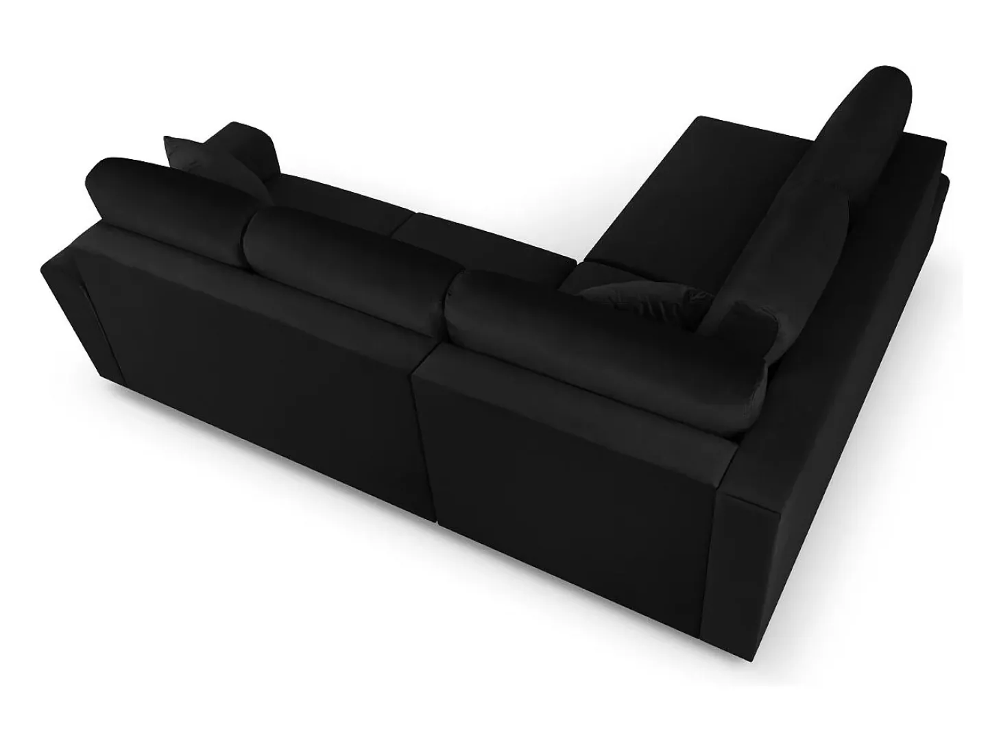 Cosmopolitan Design - Sofá convertível de canto esquerdo com caixa de arrumação "Kyoto" 5 lugares em veludo preto - 243x194x88cm
