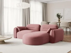 Cosmopolitan Design - Sofá modular de canto direito "Sydney" 3 lugares em veludo salmão - 230x165x70cm