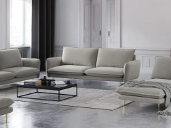 Cosmopolitan Design - Sofá "Vienna" 3 lugares em tecido estrutural cinza claro - 200x92x95cm