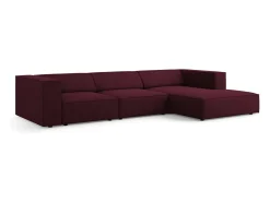 Cosmopolitan Design - Sofá de canto direito "Arendal" 4 lugares em tecido chenille com efeito canelado rubi - 284x166x70cm