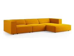 Cosmopolitan Design - Sofá de canto direito "Arendal" 4 lugares em veludo amarelo - 284x166x70cm