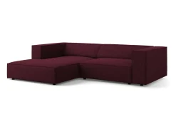 Cosmopolitan Design - Sofá de canto esquerdo "Arendal" 3 lugares em tecido chenille com efeito canelado rubi - 224x166x70cm