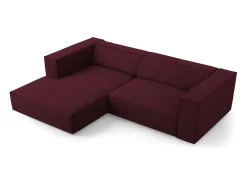 Cosmopolitan Design - Sofá de canto esquerdo "Arendal" 3 lugares em tecido chenille com efeito canelado rubi - 224x166x70cm