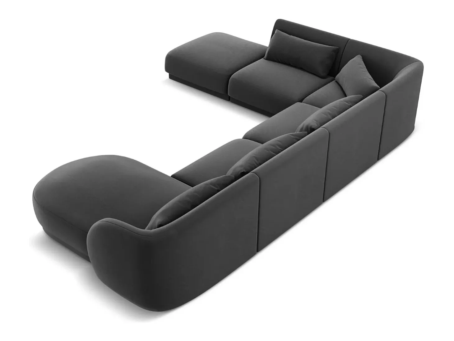 Cosmopolitan Design - Sofá de canto panorâmico à esquerda "Tulum" 6 lugares em veludo cinza - 330x255x70cm