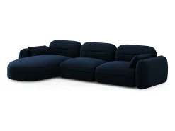 Cosmopolitan Design - Sofá modular de canto esquerdo "Sydney" 4 lugares em veludo azul real - 320x165x70cm