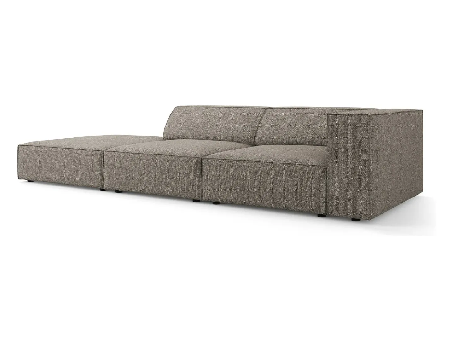 Cosmopolitan Design - Sofá esquerdo "Arendal" 4 lugares em tecido chenille cinza - 262x102x70cm