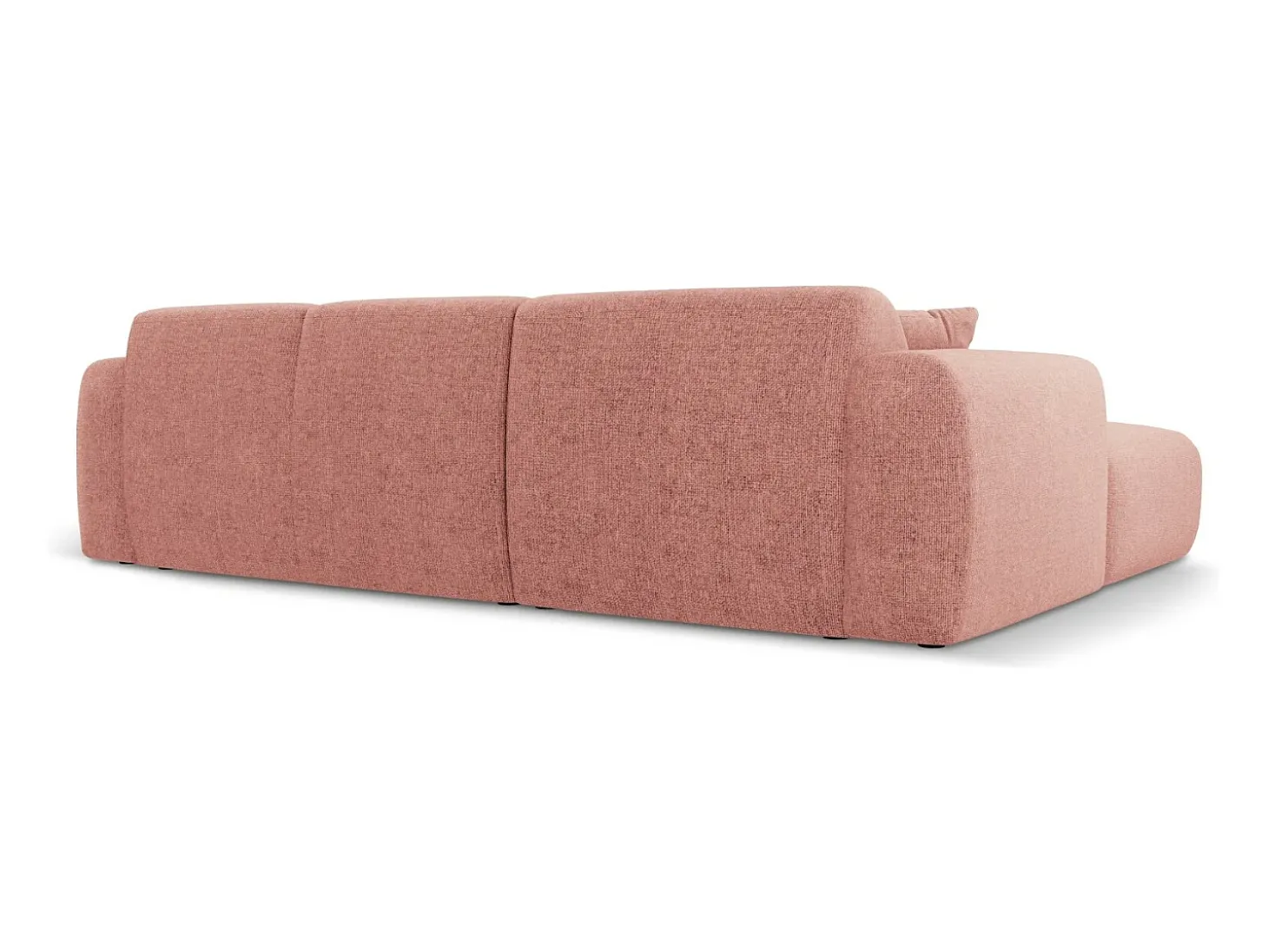 Cosmopolitan Design - Sofá de canto direito "Nolio" 4 lugares em tecido chenille rosa - 260x170x72cm