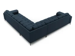 Cosmopolitan Design - Sofá de canto simétrico "Bali" 6 lugares em tecido estrutural azul - 256x256x75cm