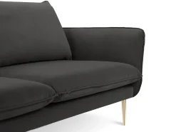 Cosmopolitan Design - Sofá "Vienna" 3 lugares em veludo cinza escuro - 200x92x95cm