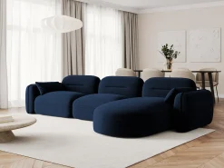 Cosmopolitan Design - Sofá modular de canto direito "Sydney" 4 lugares em veludo azul real - 320x165x70cm